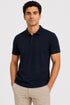 Rare Mode Men’s 280 GSM Bio-Washed Cotton Polo T-Shirt in Dark Navy Solid front view