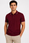 Rare Mode Men’s 280 GSM Bio-Washed Cotton Polo T-Shirt in Maroon front view