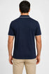 Rare Mode Men’s 280 GSM Bio-Washed Cotton Polo T-Shirt in Navy Blue with White Tipping back view
