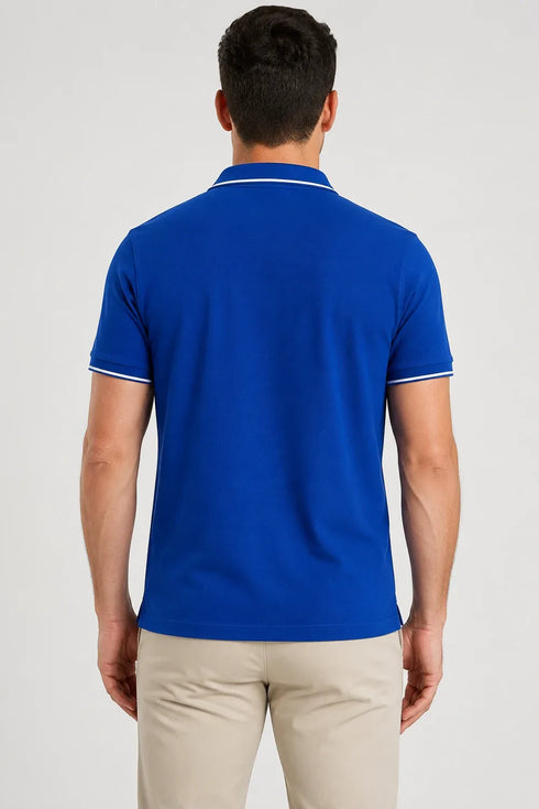 Rare Mode Men’s 280 GSM Bio-Washed Cotton Polo T-Shirt in Royal Blue back view