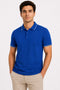 Rare Mode Men’s 280 GSM Bio-Washed Cotton Polo T-Shirt in Royal Blue front view