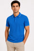 Rare Mode Men’s 280 GSM Bio-Washed Cotton Polo T-Shirt in Sapphire Blue front view