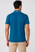 Rare Mode Men’s 280 GSM Bio-Washed Cotton Polo T-Shirt in Teal Blue back view