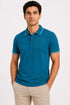 Rare Mode Men’s 280 GSM Bio-Washed Cotton Polo T-Shirt in Teal Blue front view