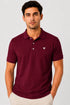 Rare Mode men’s Maroon 240 GSM bio-washed cotton polo t-shirt front view with small chest logo