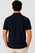 Rare Mode men’s Navy 240 GSM bio-washed cotton polo t-shirt back view with small chest logo