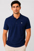 Rare Mode men’s Royal Blue 240 GSM bio-washed cotton polo t-shirt front view with small chest logo