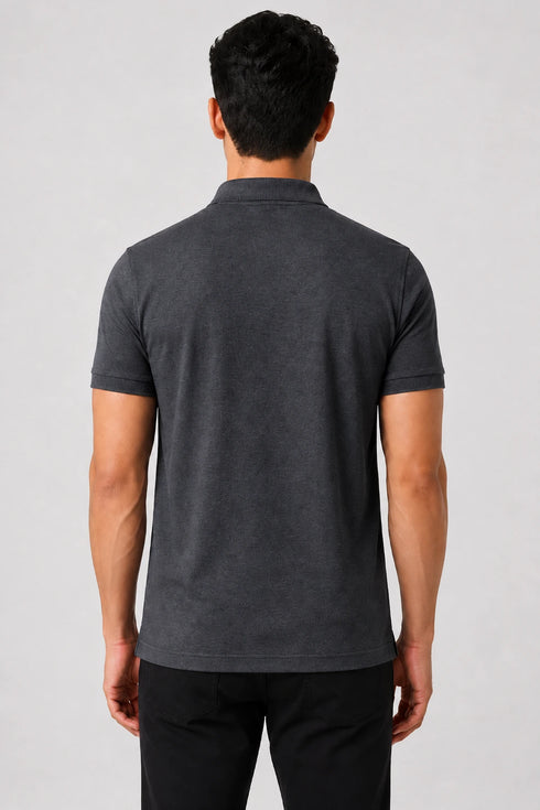 Men's Performax Polo T-Shirt - Charcoal Grey back view