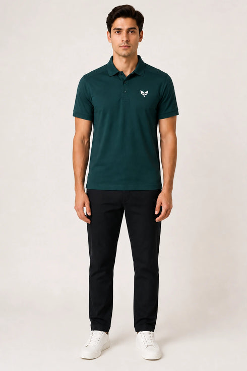Men's Performax Polo T-Shirt - Deep Teal Green full model view