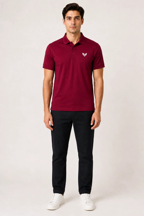 Men's Performax Polo T-Shirt - Maroon full model view