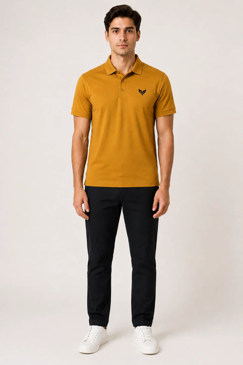Men's Performax Polo T-Shirt - Mustard Yellow full model view