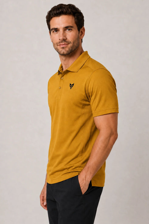 Men's Performax Polo T-Shirt - Mustard Yellow side view