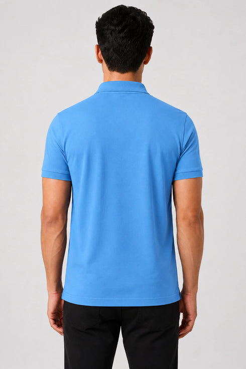 Men's Performax Polo T-Shirt - Sky Blue back view