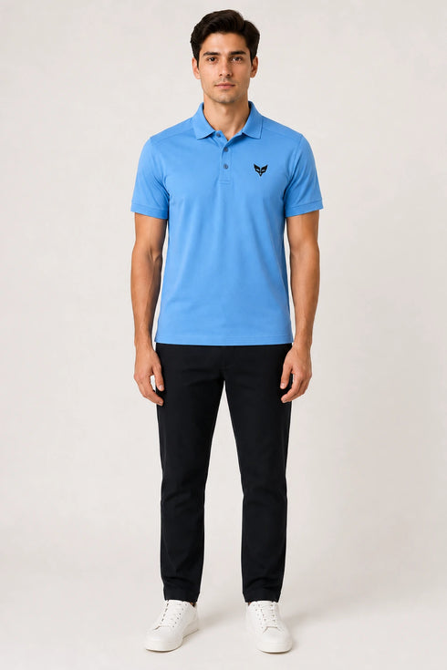 Men's Performax Polo T-Shirt - Sky Blue full model view