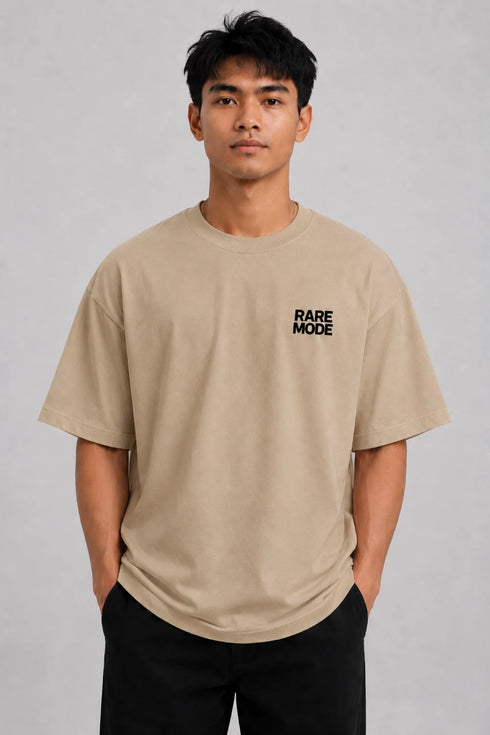 Rare Mode Powerful Premium Men T Shirt Fit Round Neck - Beige front view