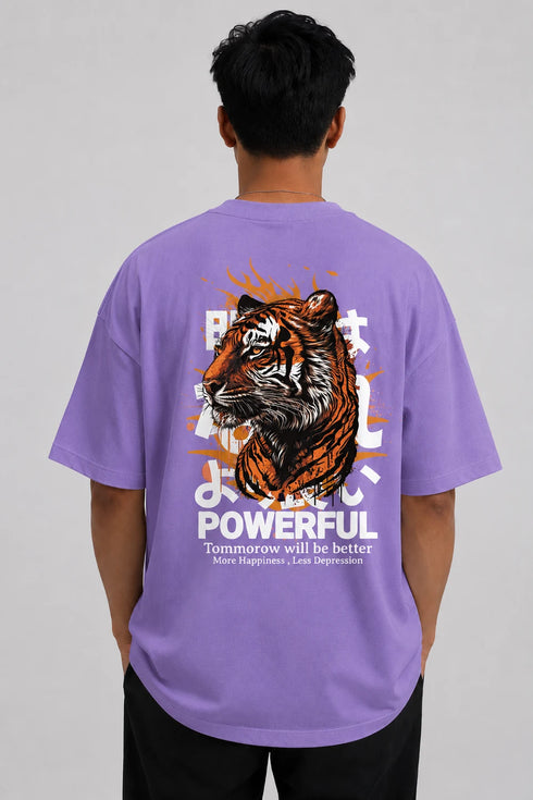 Rare Mode Powerful Premium Men T Shirt Fit Round Neck - Purple back view
