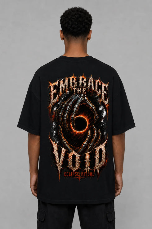 Premium Men Oversized T-Shirt - Embrace The Void in Black - back view