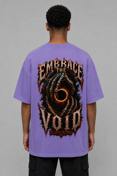 Premium Men Oversized T-Shirt - Embrace The Void in Purple - back view