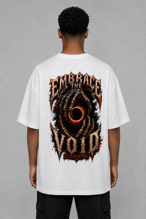 Premium Men Oversized T-Shirt - Embrace The Void in White - back view
