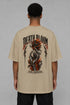 Premium Men Oversized T-Shirt - Death Bloom in Beige - back view