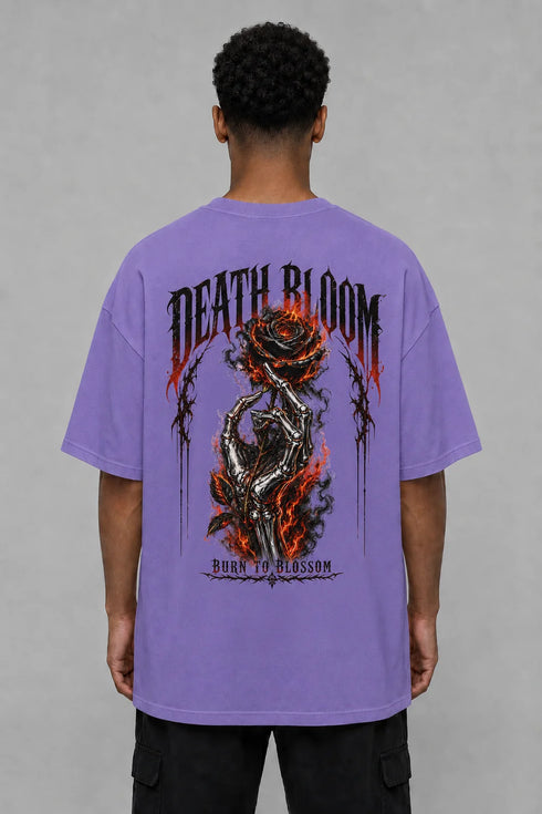 Premium Men Oversized T-Shirt - Death Bloom in Purple - back view