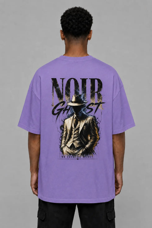 Premium Men Oversized T-Shirt - Noir Ghost in Purple - back view