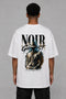 Premium Men Oversized T-Shirt - Noir Ghost in White - back view