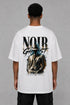 Premium Men Oversized T-Shirt - Noir Ghost in White - back view