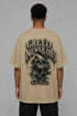 Premium Men Oversized T-Shirt - Greed Never Dies in Beige - back view