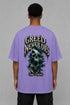 Premium Men Oversized T-Shirt - Greed Never Dies in Purple - back view