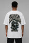 Premium Men Oversized T-Shirt - Greed Never Dies in White - back view