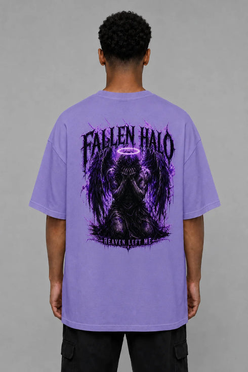 Premium Men Oversized T-Shirt - Fallen Angel in Purple - back view