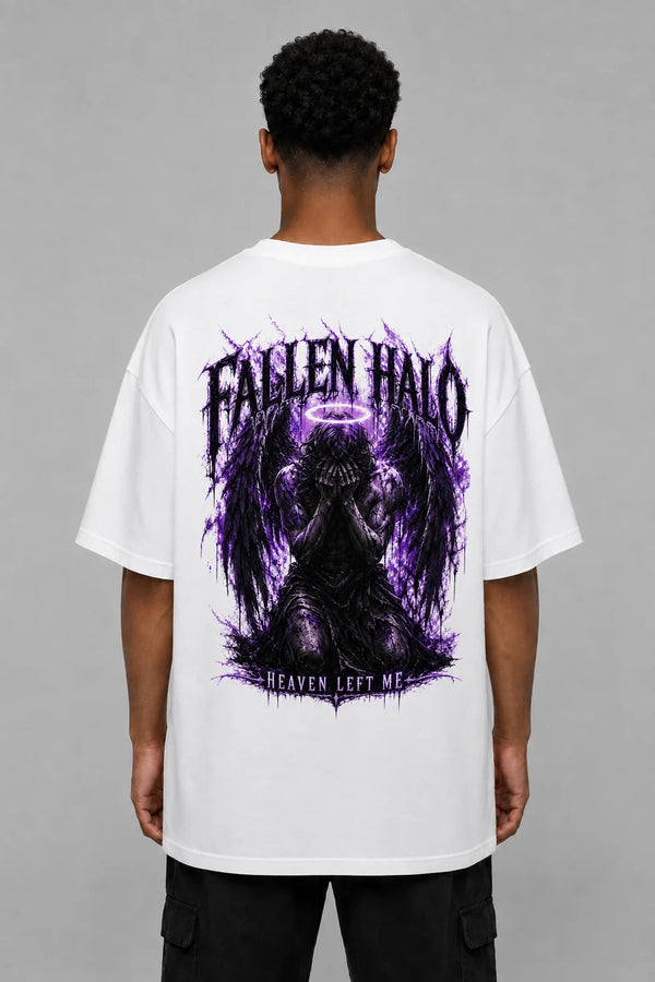 Premium Men Oversized T-Shirt - Fallen Angel in White - back view