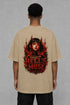 Premium Men Oversized T-Shirt - Hell’s Muse in Beige - back view