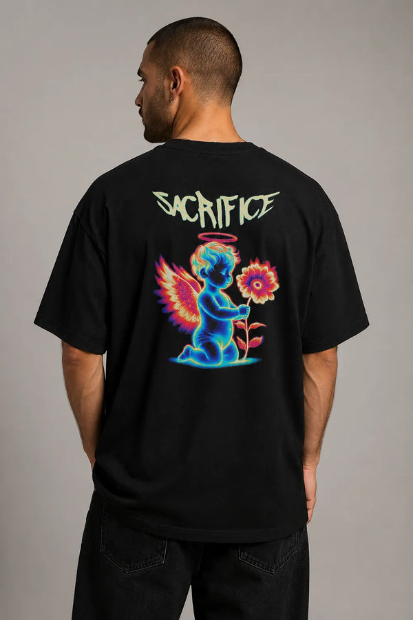 Sacrifice Angel Premium Men Oversized T-Shirt black back view