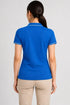 Women's 280 GSM Bio-Washed Cotton Polo T-Shirt - Bright Blue / White Border back view