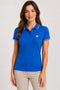 Women's 280 GSM Bio-Washed Cotton Polo T-Shirt - Bright Blue / White Border front view