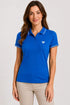 Women's 280 GSM Bio-Washed Cotton Polo T-Shirt - Bright Blue / White Border front view