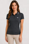 Women's 280 GSM Bio-Washed Cotton Polo T-Shirt - Charcoal / White Border front view