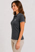 Women's 280 GSM Bio-Washed Cotton Polo T-Shirt - Charcoal / White Border side view