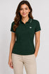 Women's 280 GSM Bio-Washed Cotton Polo T-Shirt - Forest Green / White Border front view