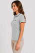 Women's 280 GSM Bio-Washed Cotton Polo T-Shirt - Heather Gray / Black Border side view