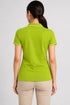 Women's 280 GSM Bio-Washed Cotton Polo T-Shirt - Lime Green / White Border back view