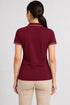 Women's 280 GSM Bio-Washed Cotton Polo T-Shirt - Maroon / White Border back view