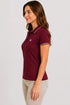 Women's 280 GSM Bio-Washed Cotton Polo T-Shirt - Maroon / White Border side view