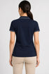 Women's 280 GSM Bio-Washed Cotton Polo T-Shirt - Navy / White Border back view