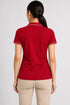 Women's 280 GSM Bio-Washed Cotton Polo T-Shirt - Red / White Border back view
