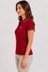 Women's 280 GSM Bio-Washed Cotton Polo T-Shirt - Red / White Border side view