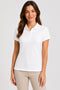 Women's 280 GSM Bio-Washed Cotton Polo T-Shirt - White / Tonal Gray Border front view