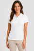 Women's 280 GSM Bio-Washed Cotton Polo T-Shirt - White / Tonal Gray Border front view